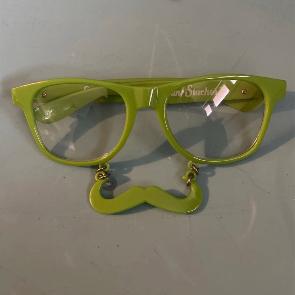Lime Green Mustache Glasses